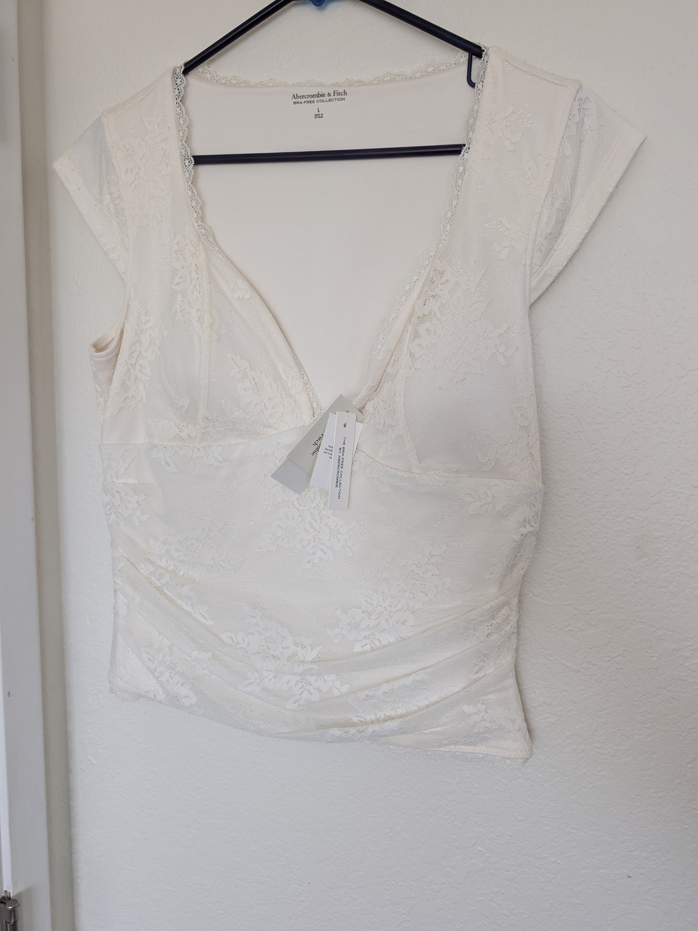 Abercrombie & Fitch Ivory Lace V-Neck Sleep Top
